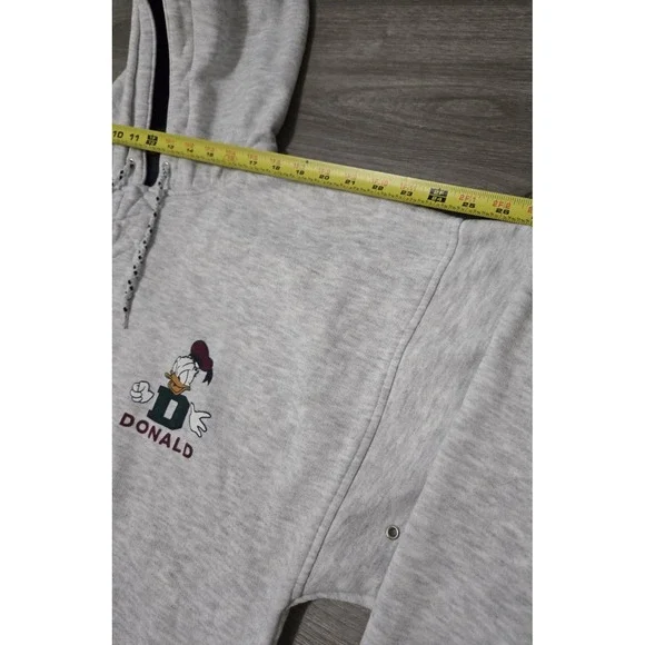 Vintage Disney Store Donald Duck Gray Quarter Button Hoodie Large/XL - Picture 10 of 13